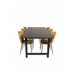 Count Dining Table - 220*100*H75 - Black / Black, Limhamn Light - Chair - Gold Velvet_6