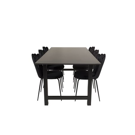 Count Dining Table - 220*100*H75 - Black / Black, Limhamn Light - Chair - Black Velvet_6