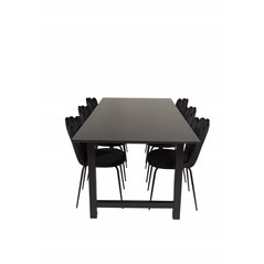 Count Dining Table - 220*100*H75 - Black / Black, Limhamn Light - Chair - Black Velvet_6