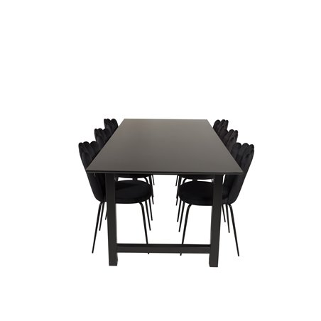 Count ruokapöytä - 220 * 100 * H75 - musta / musta, Limhamn Light - tuoli - musta Velvet_6