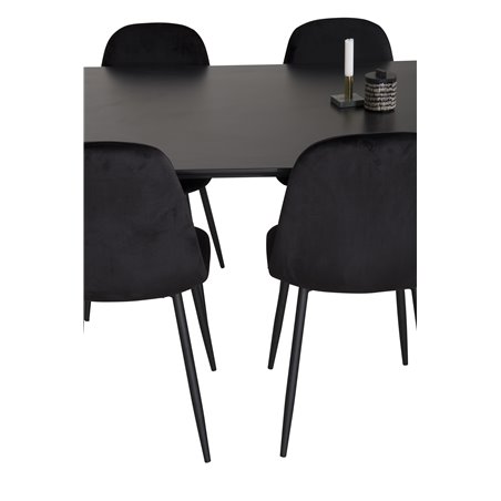 Count Dining Table - 220*100*H75 - Black / Black, Polar Dining Chair - Black legs / Black Velvet (ersätter 19902-888)_6