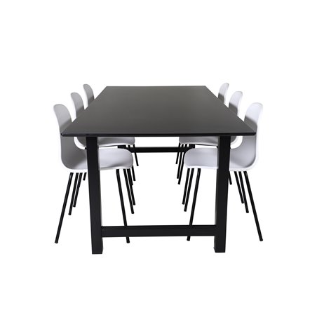 Count Dining Table - 220*100*H75 - Black / Black, Arctic Dining Chair - Black Legs - White Plastic_6