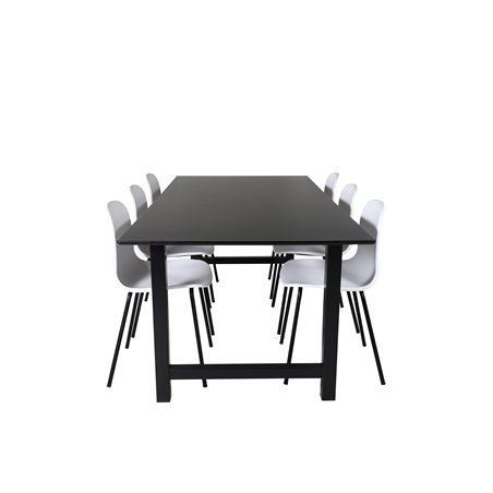Count Spisebord - 220 * 100 * H75 - Sort / Sort, Arctic Dining Chair - Sorte Ben - Hvid Pla