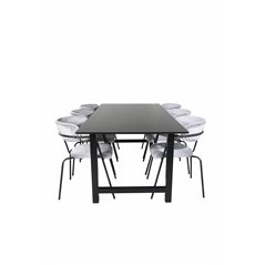 Count Dining Table - 220*100*H75 - Black / Black, Arrow armchair - Black Legs - Grey Velvet_6