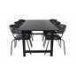 Count Dining Table - 220*100*H75 - Black / Black, Arrow armchair - Black Legs - Black Flower printed Fabric_6