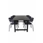 Count Dining Table - 220*100*H75 - Black / Black, Arrow armchair - Black Legs - Black Flower printed Fabric_6