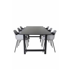 Count Dining Table - 220*100*H75 - Black / Black, Comfort Plastic Dining Chair - Black Legs - Grey Plastic_6