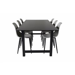 Count Dining Table - 220*100*H75 - Black / Black, Polar Plastic Dining Chair - Black Legs / Grey Plastic_6