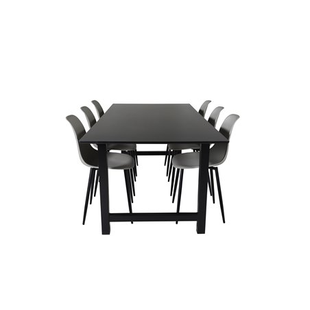 Count Dining Table - 220*100*H75 - Black / Black, Polar Plastic Dining Chair - Black Legs / Grey Plastic_6