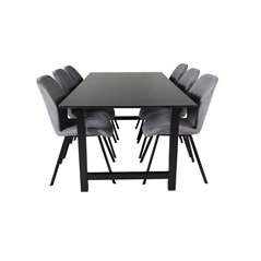 Count Dining Table - 220*100*H75 - Black / Black, Gemma Dining Chair - Black Legs - Grey Fabric_6