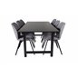 Count Dining Table - 220*100*H75 - Black / Black, Gemma Dining Chair - Black Legs - Grey Fabric_6