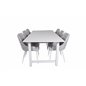 Count Dining Table - 220*100*H75 - White / White, Plaza Dining chair - White legs - Light  Grey Fabric_6