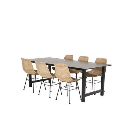 Count Dining Table - 220*100*H75 - Black / Black, Bali dining chair - Nature / Black_6