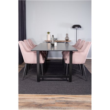 Count Dining Table - 220*100*H75 - Black / Black, Comfort Dining Chair - Pink / Black_6