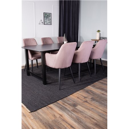 Count Spisebord - 220 * 100 * H75 - Sort / Sort, Comfort spisestuestol - Pink / Sort_6