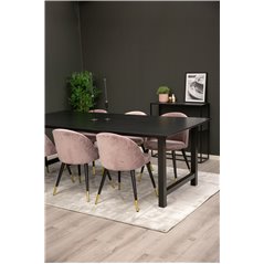 Count Dining Table - 220*100*H75 - Black / Black, Velvet Dining Chair Brass - Pink / Black_6