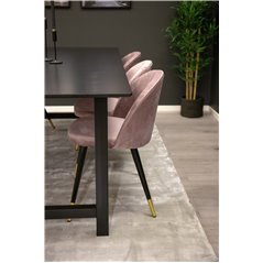 Count Dining Table - 220*100*H75 - Black / Black, Velvet Dining Chair Brass - Pink / Black_6