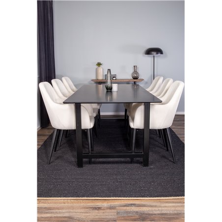 Count Dining Table - 220*100*H75 - Black / Black, Comfort Dining Chair - Beige / Black_6