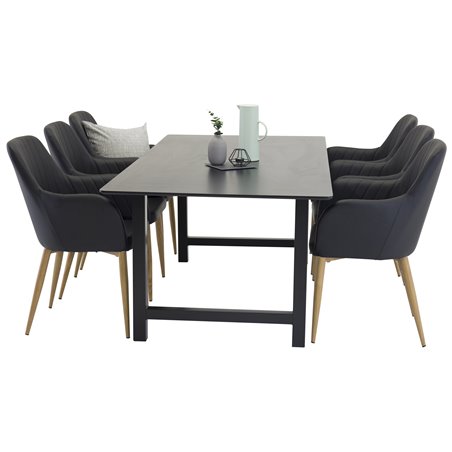 Count Dining Table - 220*100*H75 - Black / Black, Comfort Dining Chair - Black / Oak_6