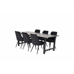 Count Dining Table - 220*100*H75 - Black / Black, Velvet Deluxe Dining Chair - Black / Black_6