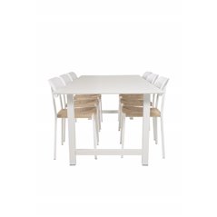 Count Dining Table - 220*100*H75 - White / White, Polly Dining Chair - Nature / White_6