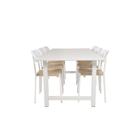 Count Dining Table - 220*100*H75 - White / White, Polly Dining Chair - Nature / White_6