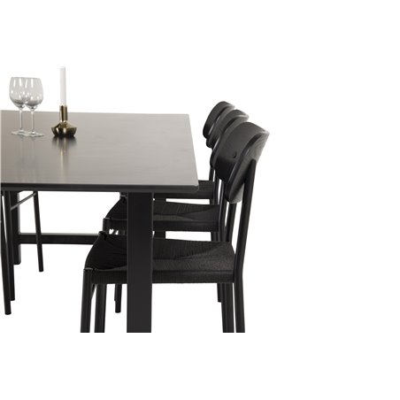 Count Dining Table - 220*100*H75 - Black / Black, Polly Dining Chair - Black / Black_6