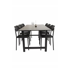 Count Dining Table - 220*100*H75 - Black / Black, Polly Dining Chair - Black / Black_6