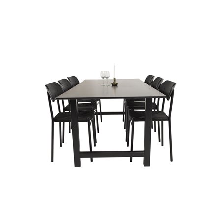 Count Dining Table - 220*100*H75 - Black / Black, Polly Dining Chair - Black / Black_6