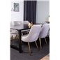 Count Dining Table - 220*100*H75 - Black / Black, Velvet Deluxe Dining Chair - Light Grey / Brass_6