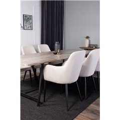 Jepara Dining Table - 250*100*H76 - Grey /Black, Comfort Dining Chair - Beige / Black_6
