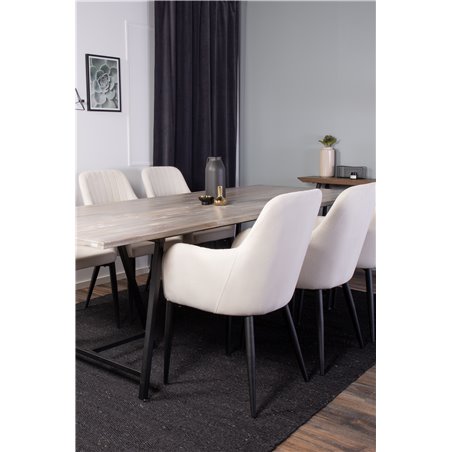 Jepara Dining Table - 250*100*H76 - Grey /Black, Comfort Dining Chair - Beige / Black_6