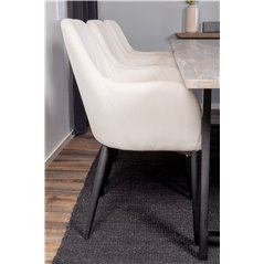 Jepara Dining Table - 250*100*H76 - Grey /Black, Comfort Dining Chair - Beige / Black_6