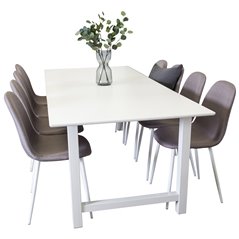 Count Dining Table - 220*100*H75 - White / White, Polar Dining Chair - Grey / White_8