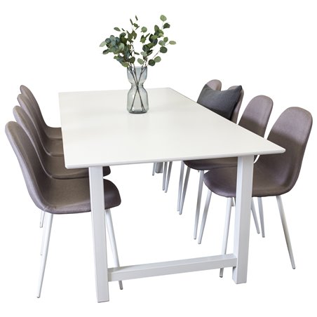 Count ruokapöytä - 220 * 100 * H75 - valkoinen / valkoinen, Polar ruokapöydän tuoli - harmaa / valkoinen_8