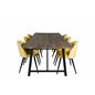 Malang Dining Table - 250*100*H76 - Dark Teak / Black, Velvet Dining Chair - Yellow / Black_6