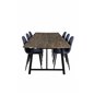 Malang Dining Table - 250*100*H76 - Dark Teak / Black, Polar Dining Chair - Black Legs - Blue Fabric_6