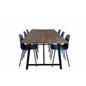 Malang Spisebord - 250 * 100 * H76 - Mørk Teak / Sort, Arctic Dining Chair - Sorte Ben - Blue Pla stic_6