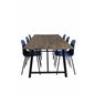 Malang Dining Table - 250*100*H76 - Dark Teak / Black, Arctic Dining Chair - Black Legs - Blue Plastic_6