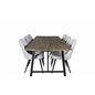 Malang Dining Table - 250*100*H76 - Dark Teak / Black, Velvet Deluxe Dining Chair - Black Legs - Light Grey Fabric_6