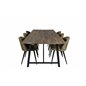 Malang Dining Table - 250*100*H76 - Dark Teak / Black, Velvet Dining Chiar - Black legs -  Dusty Green Velvet_6