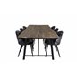 Malang Dining Table - 250*100*H76 - Dark Teak / Black, Velvet Dining Chair -  Black Flower fabric_6