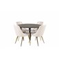 Dipp Dining Table - 115cm - Black / Black Brass, Velvet Deluxe Dining Chair - Beige / Brass_4