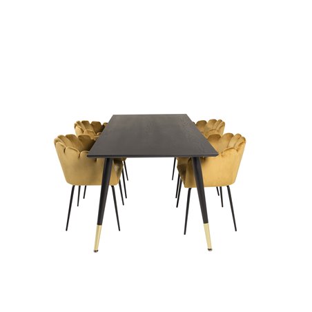 Dipp Dining Table - 180*90cm - Black / Black Brass, Limhamn - Chair - Gold Velvet_4