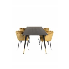 Dipp Dining Table - 180*90cm - Black / Black Brass, Limhamn - Chair - Gold Velvet_4