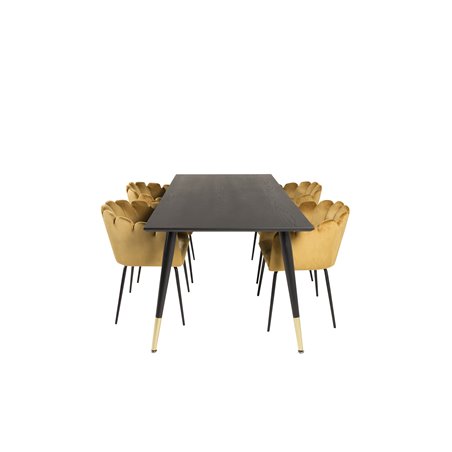 Dipp Dining Table - 180*90cm - Black / Black Brass, Limhamn - Chair - Gold Velvet_4