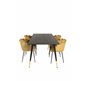 Dipp Dining Table - 180*90cm - Black / Black Brass, Limhamn - Chair - Gold Velvet_4