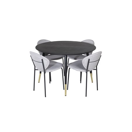 Dipp Dining Table - 115cm - Black / Black Brass, Vault Dining Chair - Black Legs - Grey Fabric_4