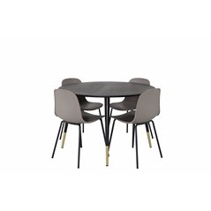 Dipp Dining Table - 115cm - Black / Black Brass, Arctic Dining Chair - Black Legs - Khaki Plastic_4