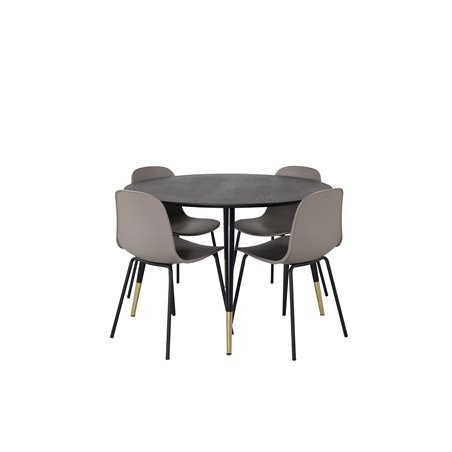 Dipp Dining Table - 115cm - Black / Black Brass, Arctic Dining Chair - Black Legs - Khaki Plastic_4